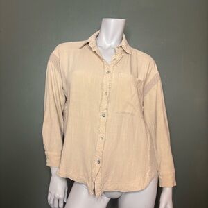 Final Touch Beige Loose Fit Button-Up Shirt